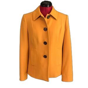 Kasper Blazer Women's Size 6 Gold/Yellow Pointed Collar Pockets Button Front